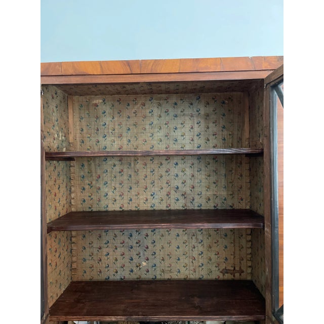 Wood 1820 Antique Austrian Viennese Biedermeier Walnut Vitrine Bookcase For Sale - Image 7 of 11