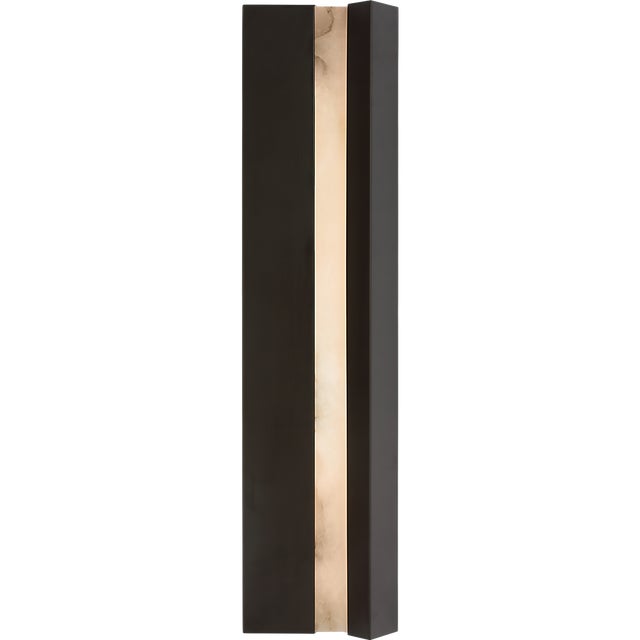 Visual Comfort Anne-Marie Barton for Visual Comfort Signature Austera 32" Sconce in Matte Carbon with Alabaster For Sale - Image 4 of 11