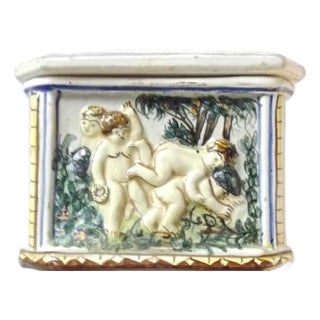 Vintage Italian Ceramic Cherub Lidded Box For Sale