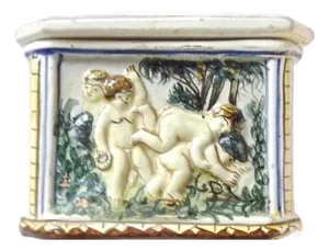 Vintage Italian Ceramic Cherub Lidded Box