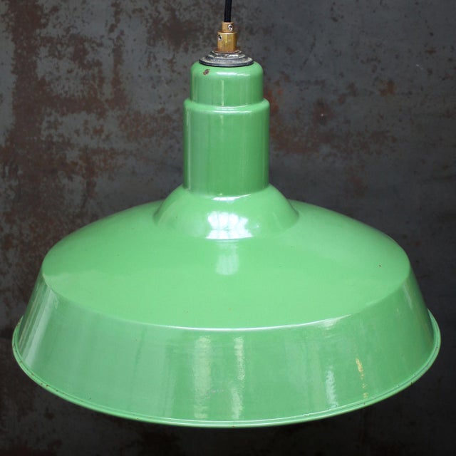 Industrial Vintage Industrial American Green Enamel Pendant Light For Sale - Image 3 of 5