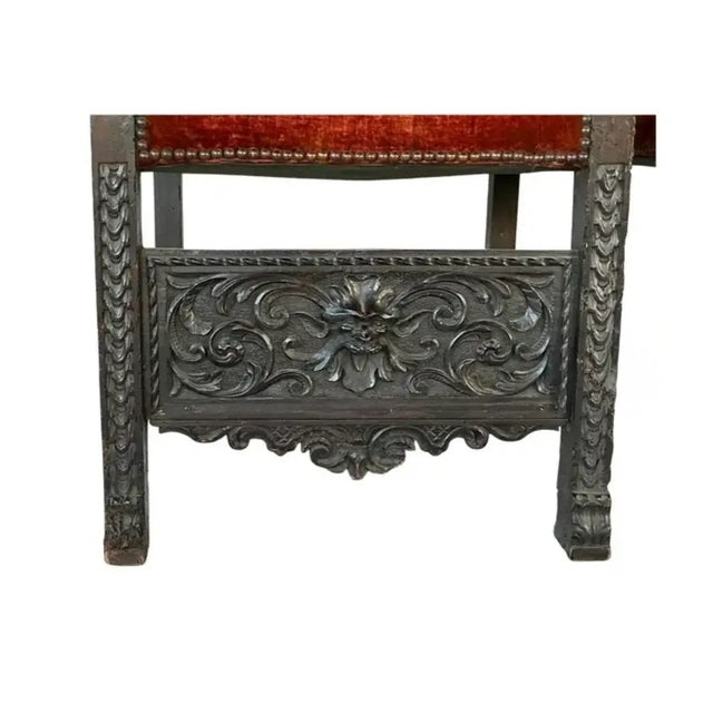 Brown Pair of Carved Jacobean Armchairs For Sale - Image 8 of 11