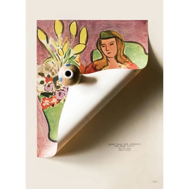 Portraiture 1946 After Henri Matisse "Girl With Anemones on Purple Background", First Edition Parisian Lithograph For Sale - Image 3 of 8