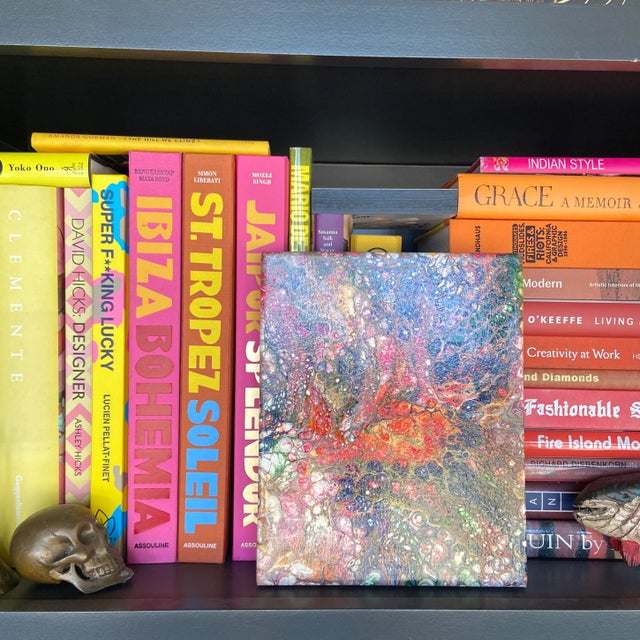 Gorgeous explosion of color on stretched canvas. 8" x 10". Artwork extends around borders so no frame needed. Signed RB...