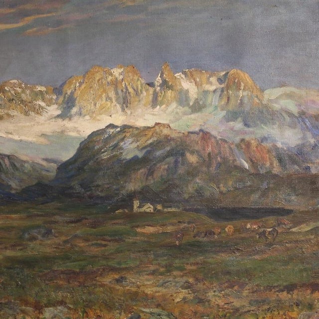 Late 19th Century Italian School, Mountain Landscape, 1880, Oil on Canvas For Sale - Image 5 of 16