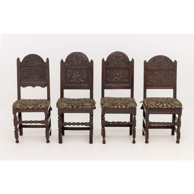 17th Century Set of Eight Jacobean Carved Oak Dining Chairs For Sale - Image 5 of 16