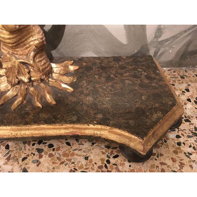 Italian Giltwood Carved Console Table with Leaves and Bunches of Grapes, 1650 For Sale - Image 4 of 18