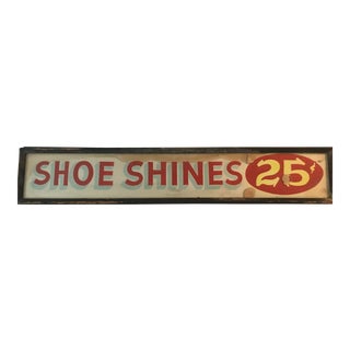 Early 20th Century Shoe Shine Sign For Sale