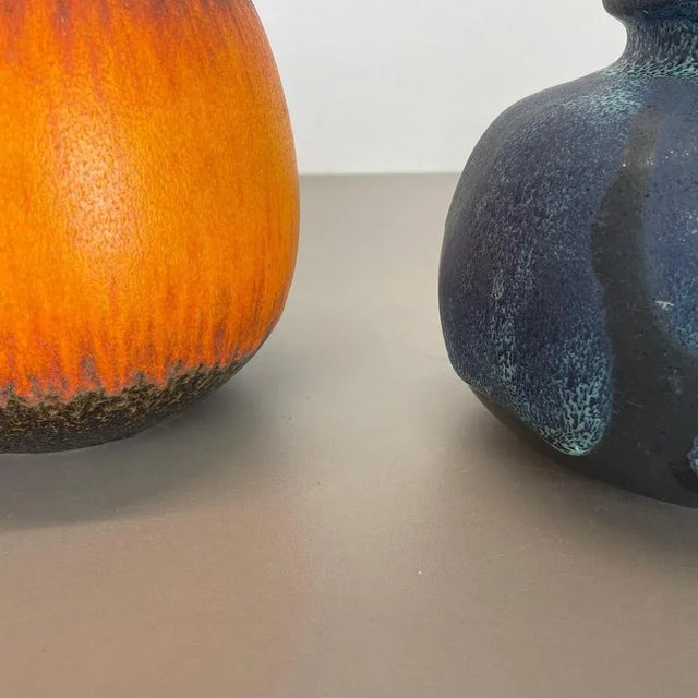 Multi-Color Pottery Fat Lava Vases from Scheurich, Germany, 1970s, Set of 2 For Sale - Image 15 of 18