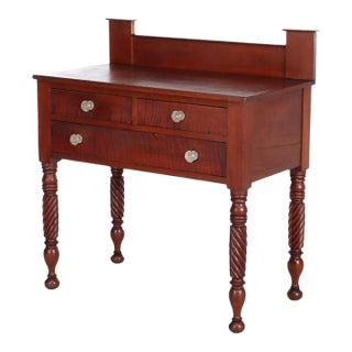 Antique Sheraton Cherry & Tiger Maple 3-Drawer Server C1830 For Sale