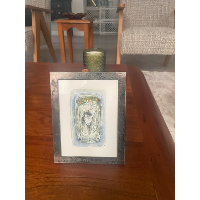Metal Rare 1945 Met Museum v-J Day Commemorative Sterling Silver Frame by Black, Starr & Gorham With Original 1947 Signed Mixed-Media Painting For Sale - Image 7 of 11