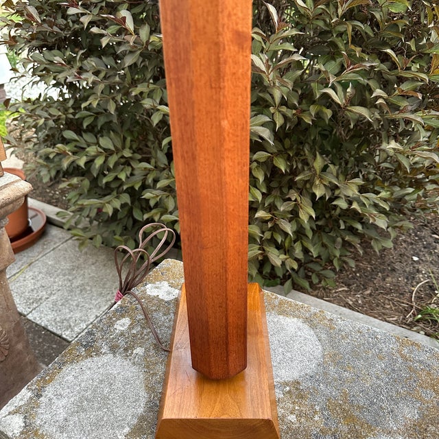 Harris Strong Teak Tile Tower Table Lamp Base Blue Teal 60s Mid Century Modern For Sale - Image 10 of 12