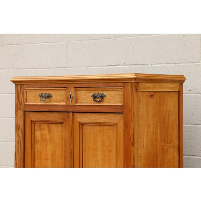 French Country Antique Pine Vertiko Cabinet | Late 19th Century Solid Wood Cupboard With Drawers & Shelves | Rustic European Storage Cabinet For Sale - Image 3 of 18