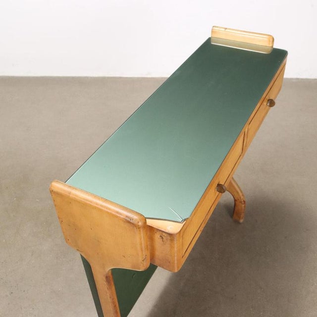 Vintage Console Table in Beech and Leatherette, 1950s For Sale - Image 5 of 10