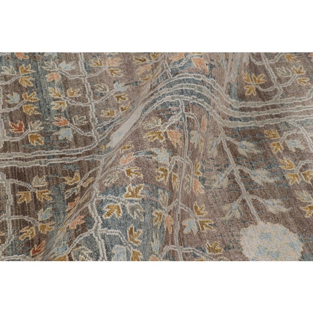 Rug & Kilim’s Modern Block Print Rug in Teal Blue with Geometric-Floral Patterns - 5x7 For Sale In New York - Image 6 of 7