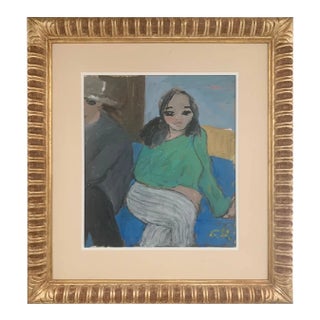Bruno Paoli "Characters" Original Italian Modern Figurative Group Portrait, 20th Century Florence Italy Fine Art Painting, Oil on Canvas, 26x24" For Sale