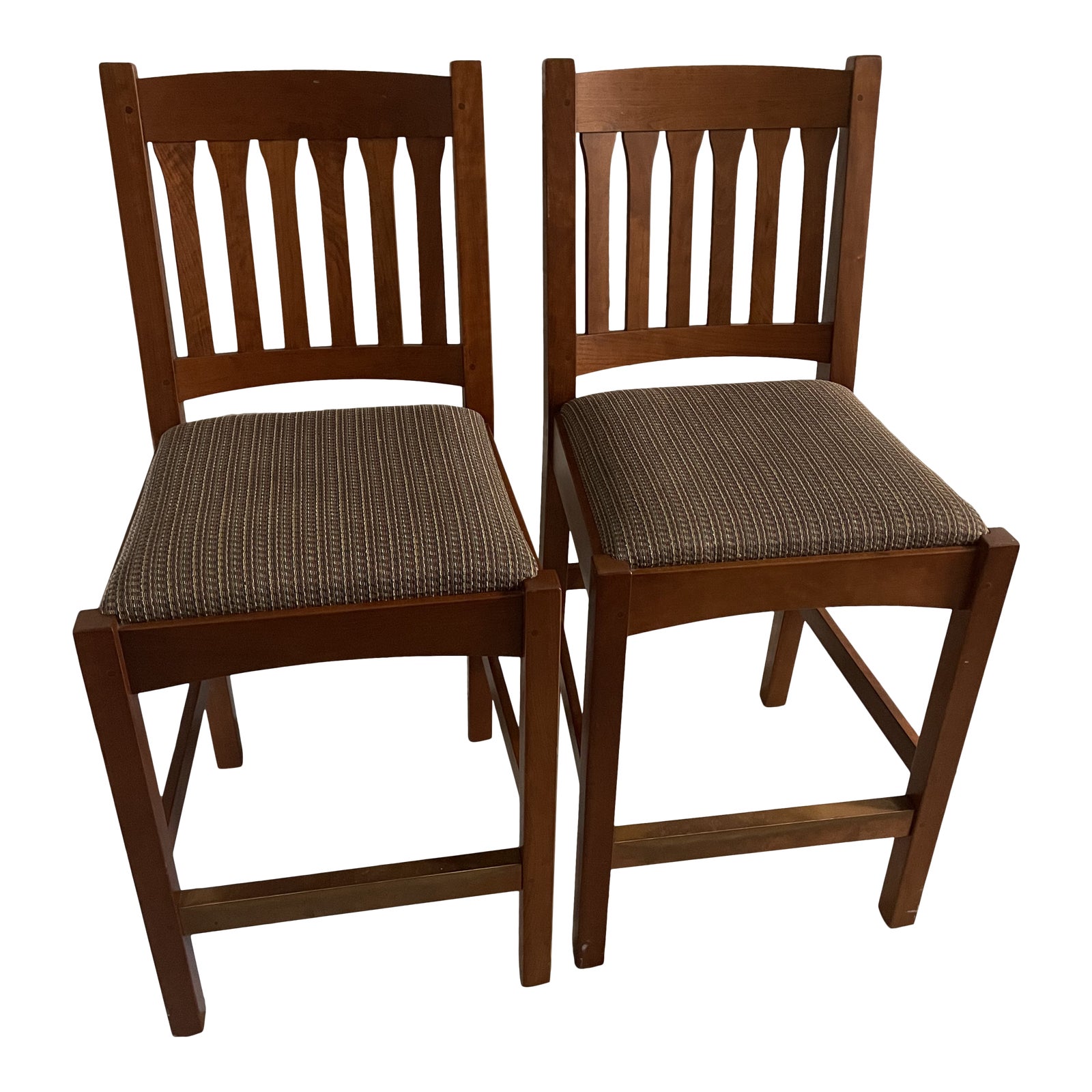 Stickley Mission Style Cherry Bar Stools A Pair Chairish
