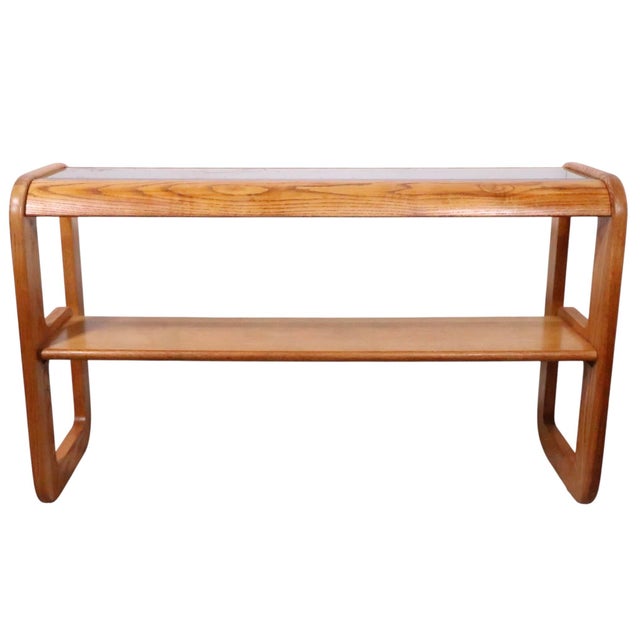 Mid 20th Century Mod Lou Hodges Oak and Glass Console Table For Sale - Image 14 of 18