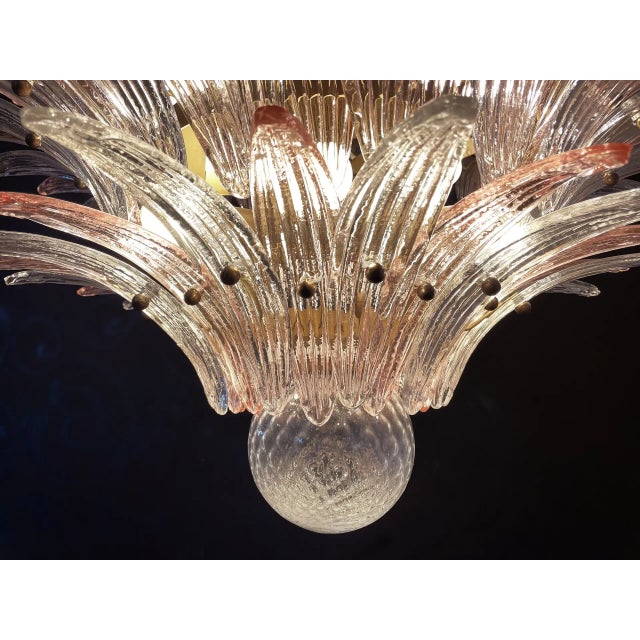 2020s Palmette Ceiling Light – Four Levels, 163 Pink and Trasparent Murano Glasses For Sale - Image 5 of 6