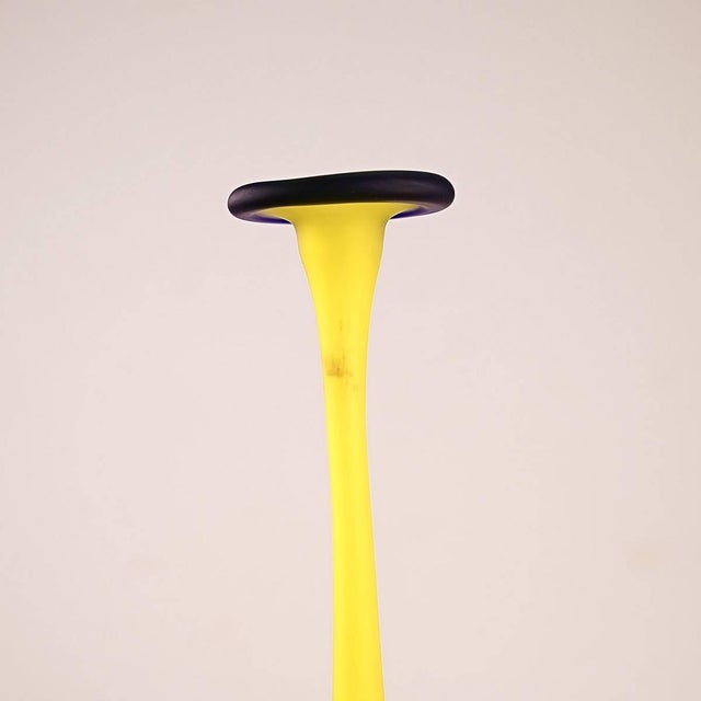 Vintage Vase in Yellow Satin Glass by Carlo Moretti from the 70s For Sale - Image 3 of 5