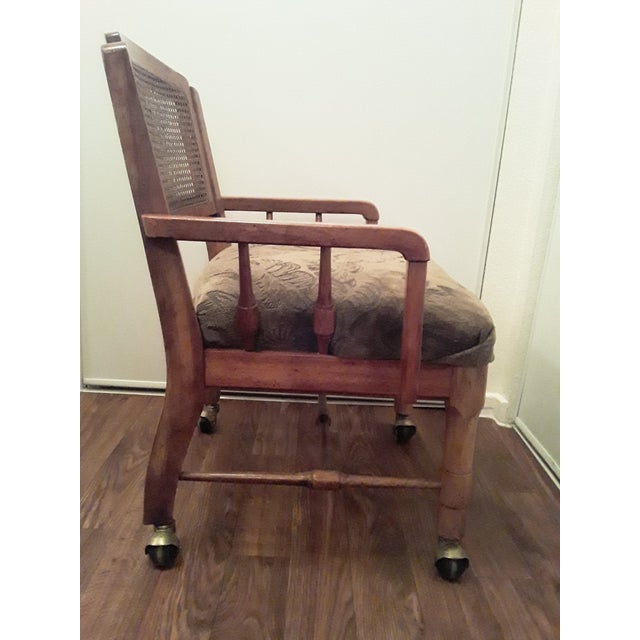 Mid-Century Modern 1970s Vintage Wheeled Cane Back Chair For Sale - Image 3 of 13