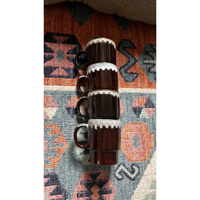 Vintage Japanese Mid Century Modern Stackable Espresso Mugs Set of 4 For Sale In Philadelphia - Image 6 of 6