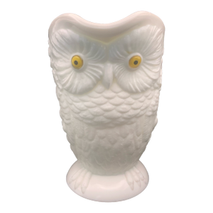 Antique Eapg 19th Century Opaque White Milk Glass Owl Pitcher