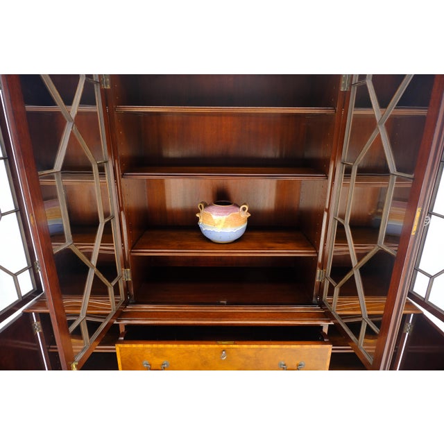 Beacon Hill Individual Panes Bubble Glass Doors Mahogany Butler Desk Breakfront For Sale - Image 16 of 18