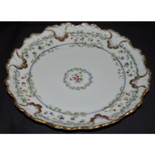Ceramic Limoges B and H France Floral Garlands Dinner Plate Brushed Double Gold For Sale - Image 7 of 15