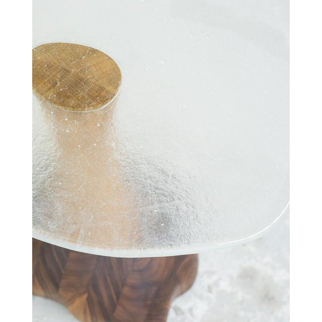 Wood Fused Crystal Glass and Walnut Side Table by Alexander Knysch For Sale - Image 7 of 8