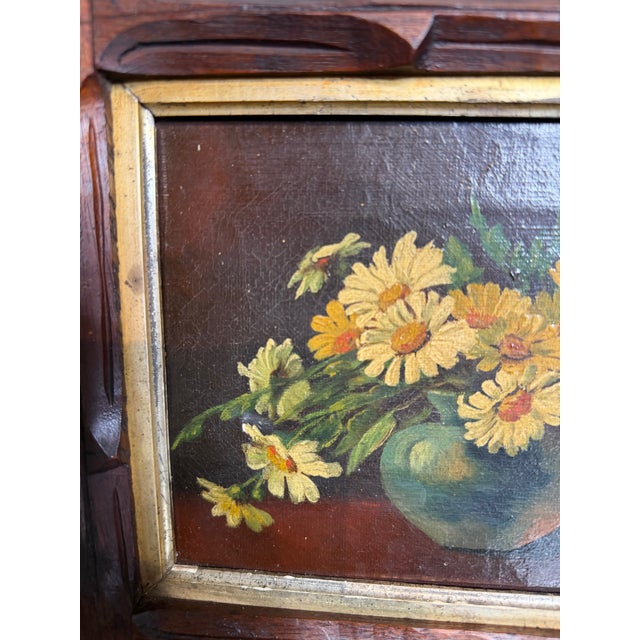 Textile Antique Continental Still Life Oil Painting in Antique Frame For Sale - Image 7 of 8