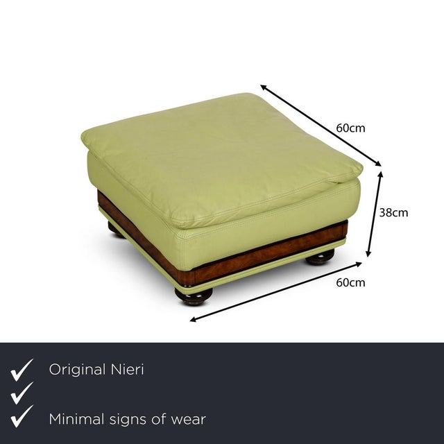 The Divani stool from Nieri is covered in green leather and stands on round wooden feet. The elegant wood applications and...