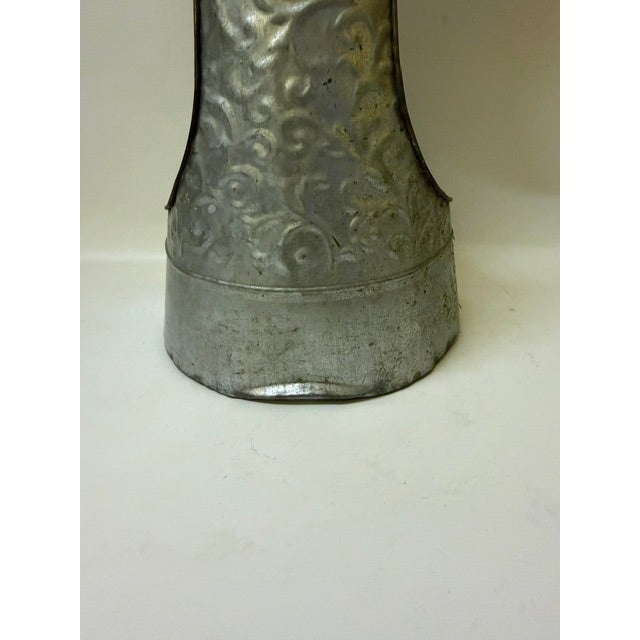 Large 21" Brutalist Folk Art Angel Candle Holder Lantern - Hand-Hammered Steel Drum For Sale - Image 14 of 15