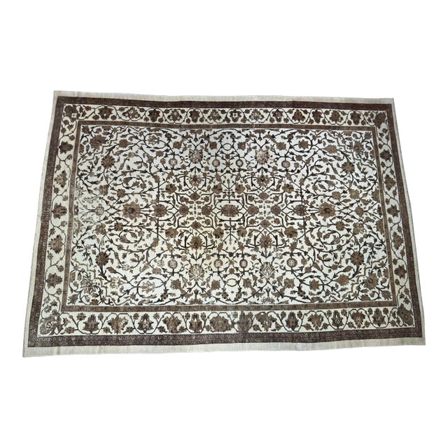 1920s Sultanabad Ivory Persian Rug For Sale