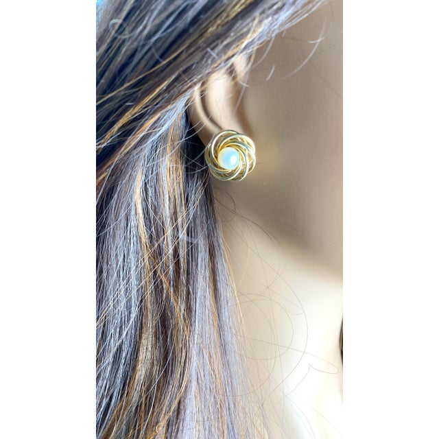 Vintage Tiffany and Co. 14k Yellow Gold Pearl Lever-Back Earrings - 2 Pieces For Sale - Image 10 of 11