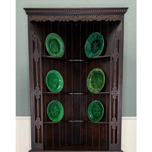 1920s Antique English Jacobean Corner Cabinet Barley Twist Legs Oak Key Tall 1920s For Sale - Image 5 of 18