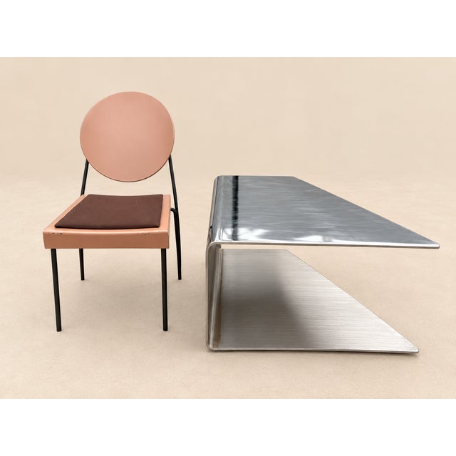 Monumental Sculptural Polished Stainless Steel Cantilever Coffee Table, Usa For Sale In Miami - Image 6 of 17