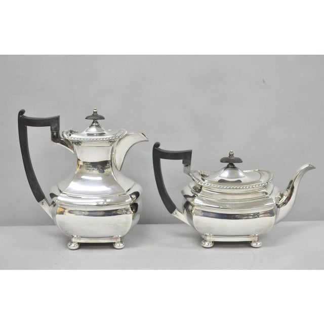 Antique Walker & Hall 53499 Art Deco Silver Plated Tea Service Set - 4 Pcs. Circa Early 20th Century. Measurements: Coffee...