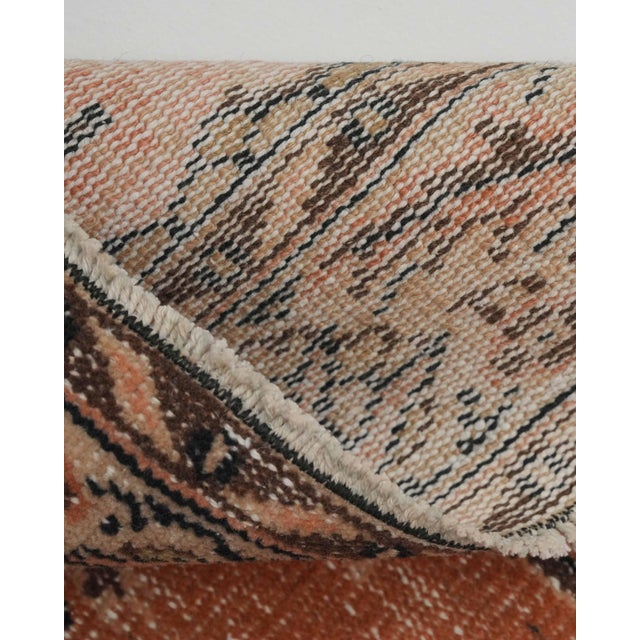 1970s Vintage Handmade Wool Cotton Orange Area Rug For Sale - Image 9 of 12