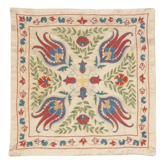 20"x20" 100% Silk Cushion Cover. Embroidered Pillowcase. Traditional Lace Pillow For Sale