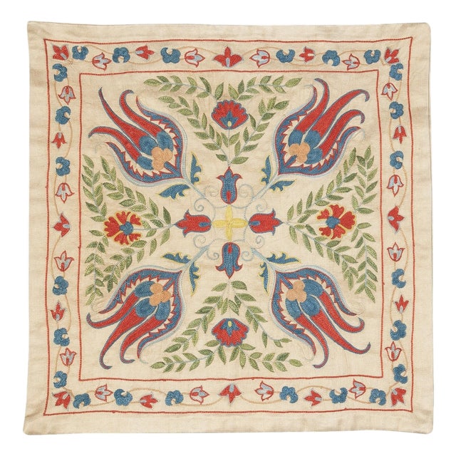 20"x20" 100% Silk Cushion Cover. Embroidered Pillowcase. Traditional Lace Pillow For Sale