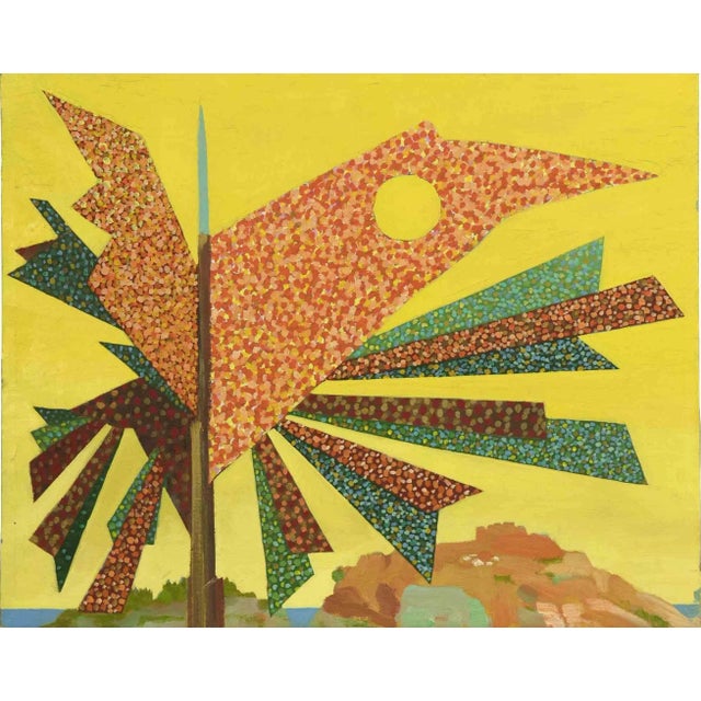 Modern Leo Guida, Yellow Composition, Oil on Canvas, 1970s For Sale - Image 3 of 3