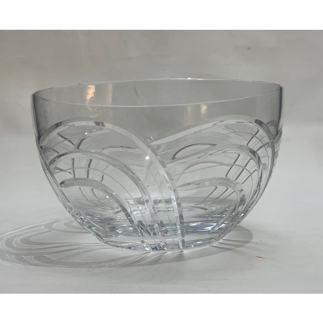 Rogaska "Maestro" Centerpiece Leaded Crystal Bowl | Modern Etched Design | Yugoslavia For Sale In Atlanta - Image 6 of 6