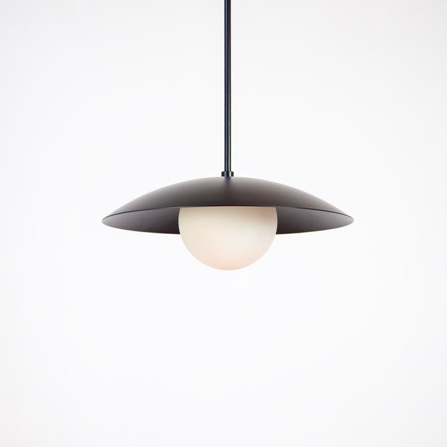 Modern Dome Pendant Light, Black, 59.25in H, 5 Inch Glass Globe, by Research.Lighting, Modern, Minimal Hanging Light For Sale - Image 3 of 7