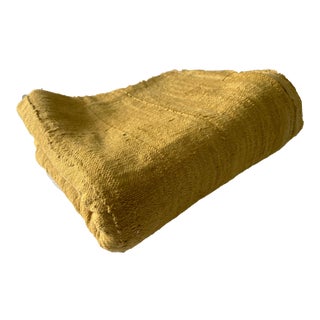 African Plain Mustard Color Mud Cloth Textile Mali 65" by 40" For Sale