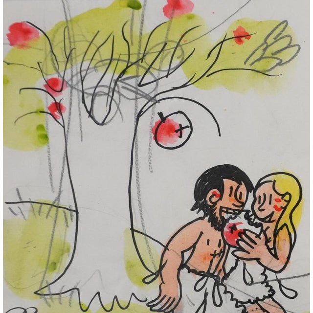 Modern Jean Effel, Teinturier, The Fruits, 1970, Watercolor For Sale - Image 3 of 6