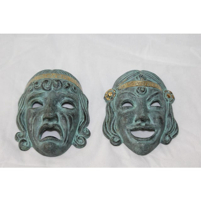 Bronze Theater Drama Masks, 1950s, Set of 2 For Sale - Image 13 of 18
