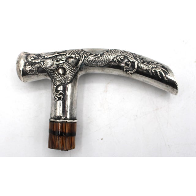 Chinese Export sterling silver walking stick handle, circa 1900. Monogram of the famous ichthyologist Dr. Hugh McCormick...