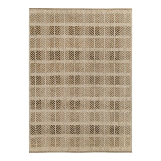 Scandinavian style hemp kilim in Beige, Brown Geometric Pattern by Rug & Kilim - 8x10 For Sale