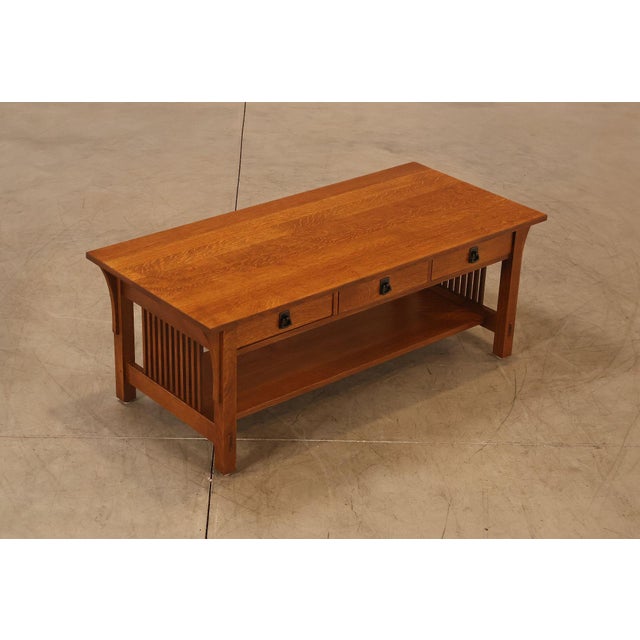 High Quality American Made Stickley Mission Collection Coffee Table Crafted In Solid Oak With Warm Medium Brown Finish And...